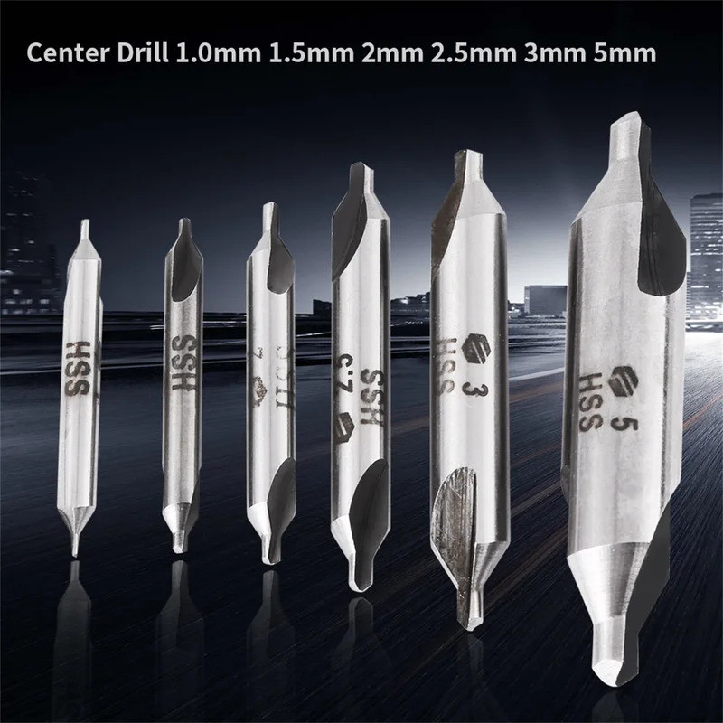 FZ6pcs 1/1.5/2/2.5/3/5 มม.60 องศา HSS Center Drill Bits Centering เจาะชุด