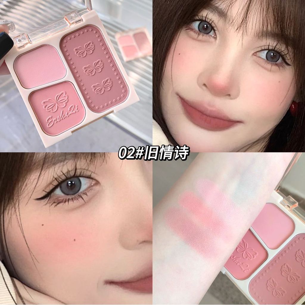 ขายร้อน.ขายร้อนเกาหลีหญิง Tricolor Blush Palette Blush Blue Shrink Expansion สีพื้นผิว Medium Bright