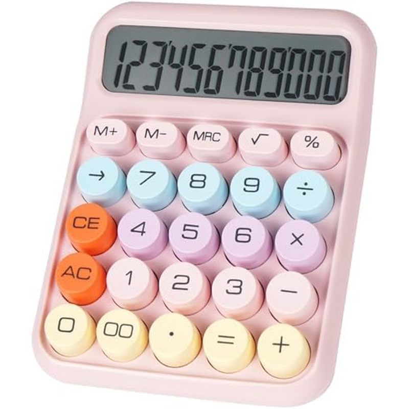 Mechanical Switch Calculator with Big Buttons, Calculators Desktop, 12 Digits, Large LCD Display, De