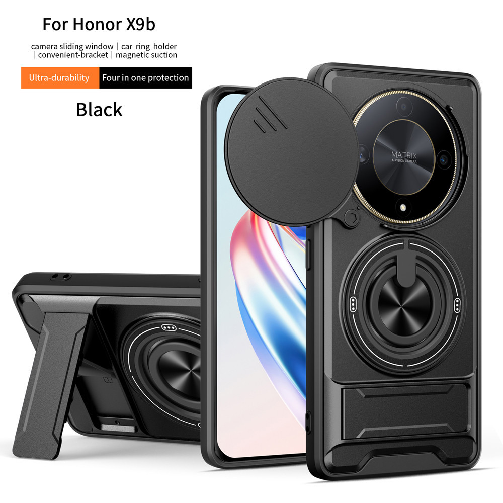 เหมาะสําหรับ Honor X9B X9A X9C สมาร์ท X9D X9 5G 360 ขาตั้งแหวนเคสโทรศัพท์พร้อมปลอกกล้องแม่เหล็กติดรถยนต์กันกระแทกฝาครอบป้องกันเต็มรูปแบบ