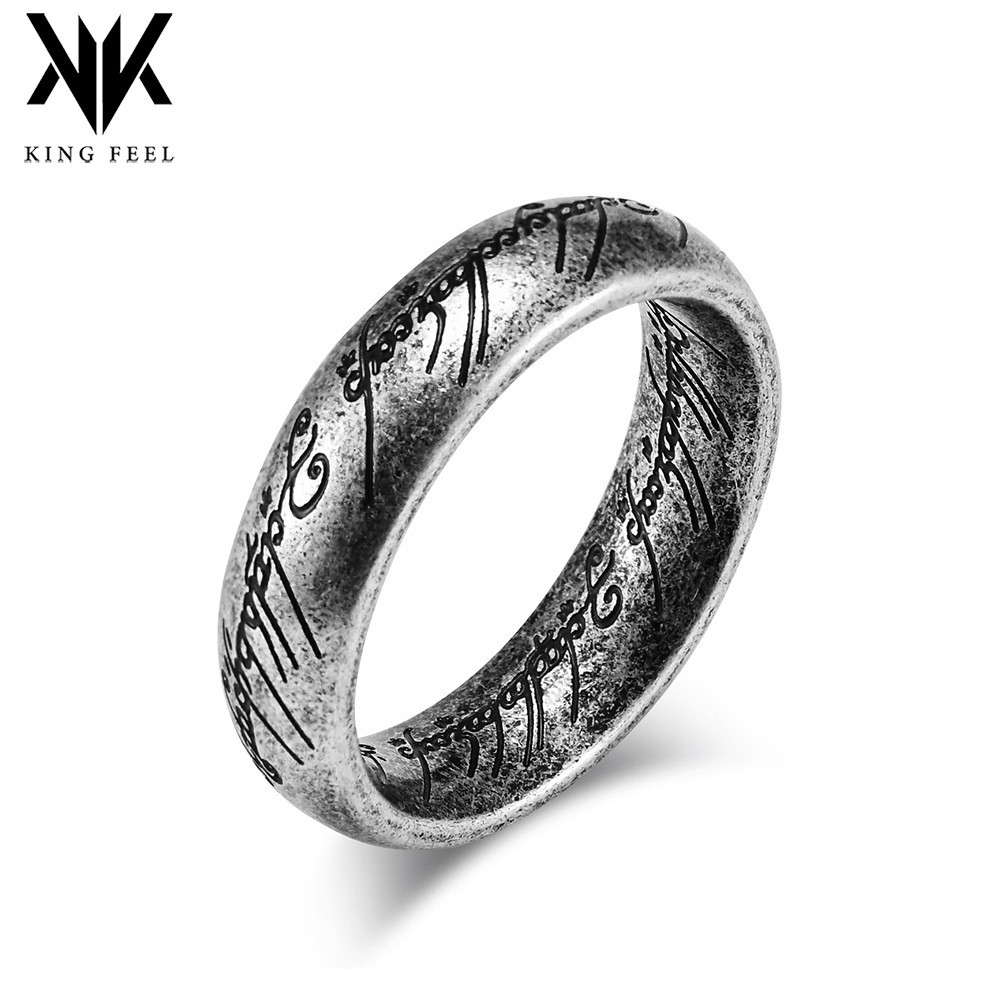 Peripheral Ring King Titanium Steel Magic Ring ด้านในด้านนอก Arc Rot แกะสลัก Magic Pattern Niche ส่ว