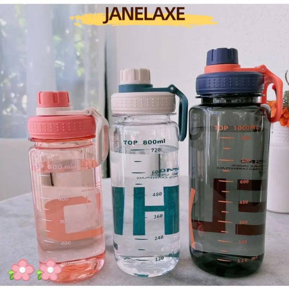 JANELAXE932JN เครื่องดื่มขวด,พลาสติก 0.6L/0.8L/1L ขวดน้ําความจุขนาดใหญ่,พร้อมสายจับป้องกันการรั่วน้ําหนักเบา Gym ฟิตเนสขวดดื่มปีนเขาเดินป่า