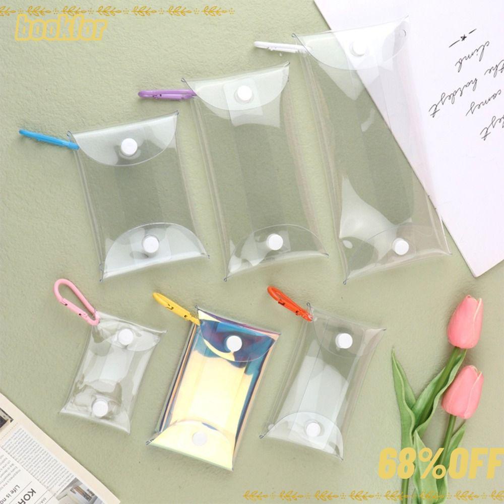 BOOKFOR Zero Wallet, with Buckle PVC Coin Purse, Style Transparent Waterproof Multi-size Storage Bag