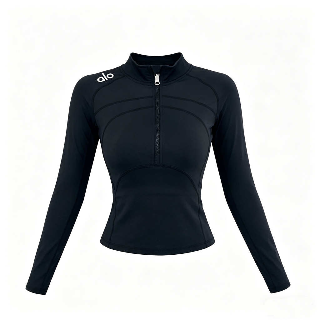 Half Zipper Stand Collar Fitness Long Sleeve Slim-fit Quick-Drying Breathable Yoga Sports Top