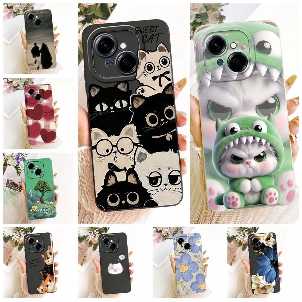 Tecno Spark Go 1 Casing Silicone Fashion Cute Cat Pattern เคสกันกระแทก Techno Spark Go 1 ฝาหลัง