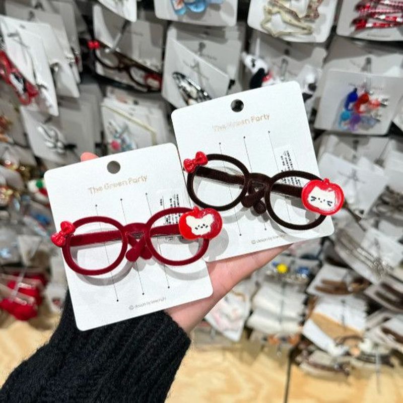 简约卡通眼镜发夹洋气侧边发卡刘海发饰Spring and summer new cartoon sweet glasses hair clip hair accessory girl hair cli
