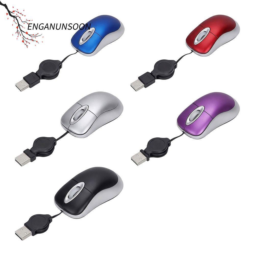 ENGANUNSOON เมาส์แบบมีสาย, 1200 DPI Retractable Cable USB Mouse, การออกแบบขนาดเล็กกะทัดรัดมินิขนาด 3 วิธีล้อ Optical Mouse Home School