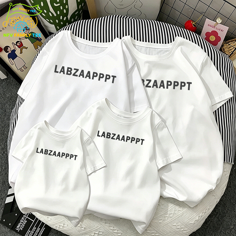 วัสดุใหม่🌈COD NFV Family Tee ชุดครอบครัว 2026 ลายตัวอักษรLABZAA เสื้อคู่แม่ลูก เบาเย็น YG174