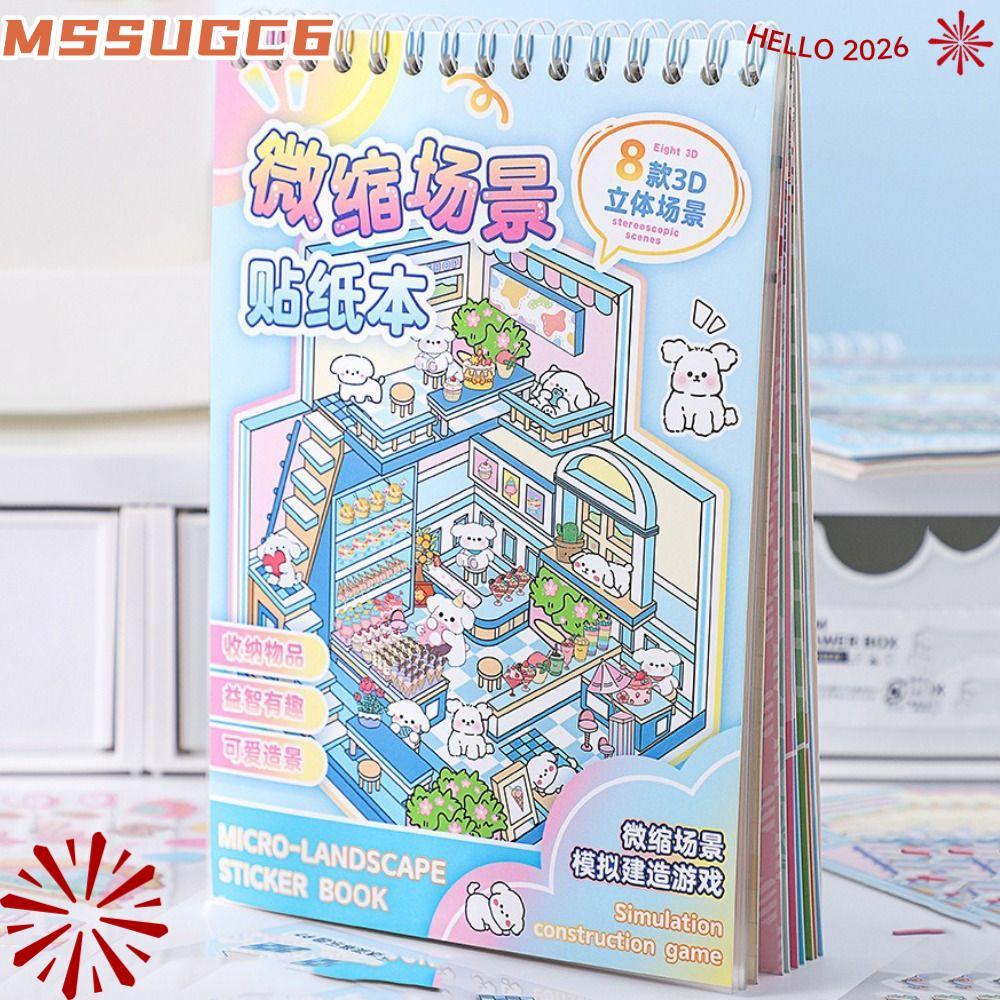 IMSSUG Cabin Scene Pocket Sticker Book, DIY Cartoon Landscape Sticker Cabin Scene for Kid