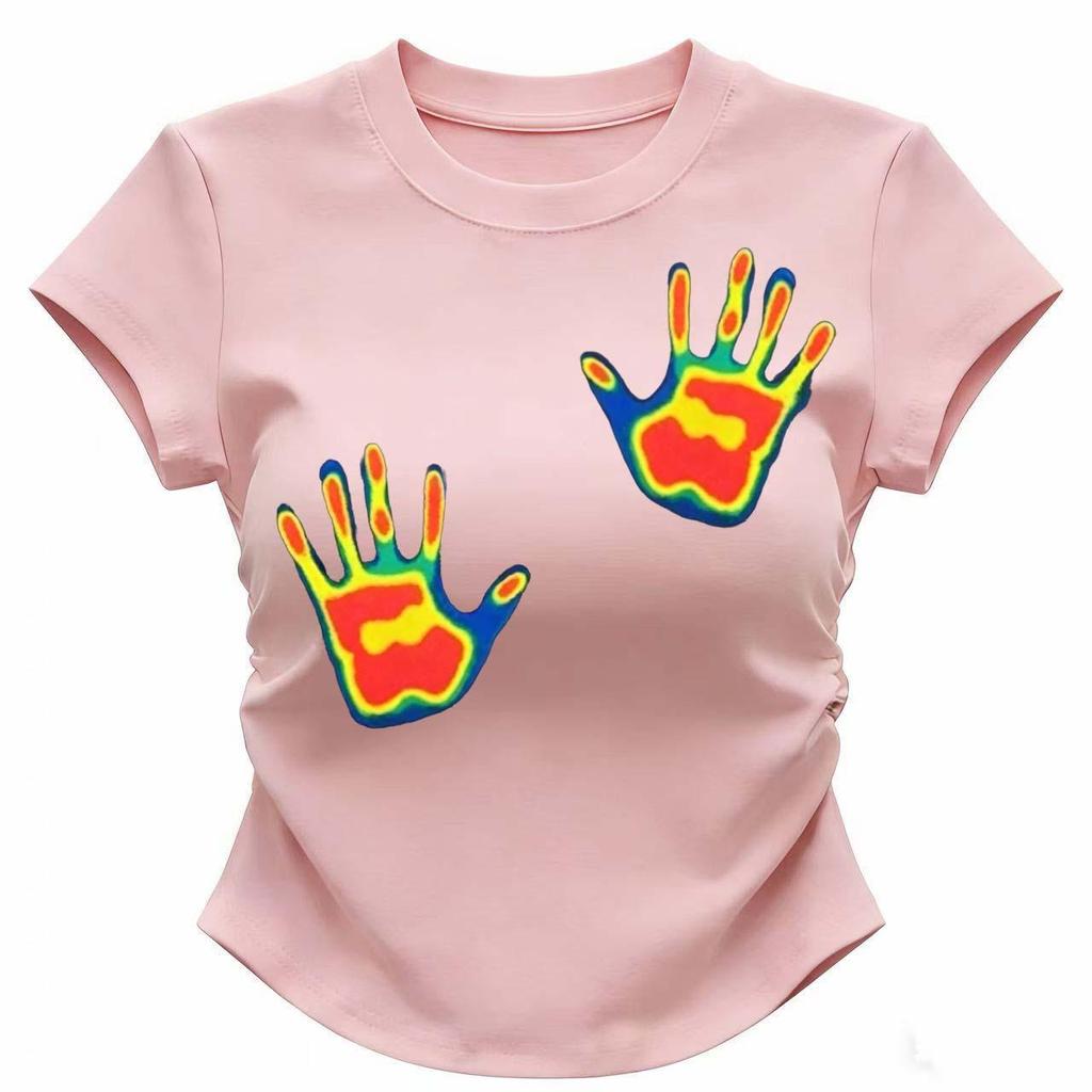 【จัดส่งตลอด 24 ชั่วโมง】เสื้อยืดแขนสั้น คอกลม สีขาว กระชับหุ่น สไตล์สาวแซ่บ ฤดูร้อน ดีไซน์เก๋ แฟชั่นสุดชิค สบายๆ ทันสมัย
