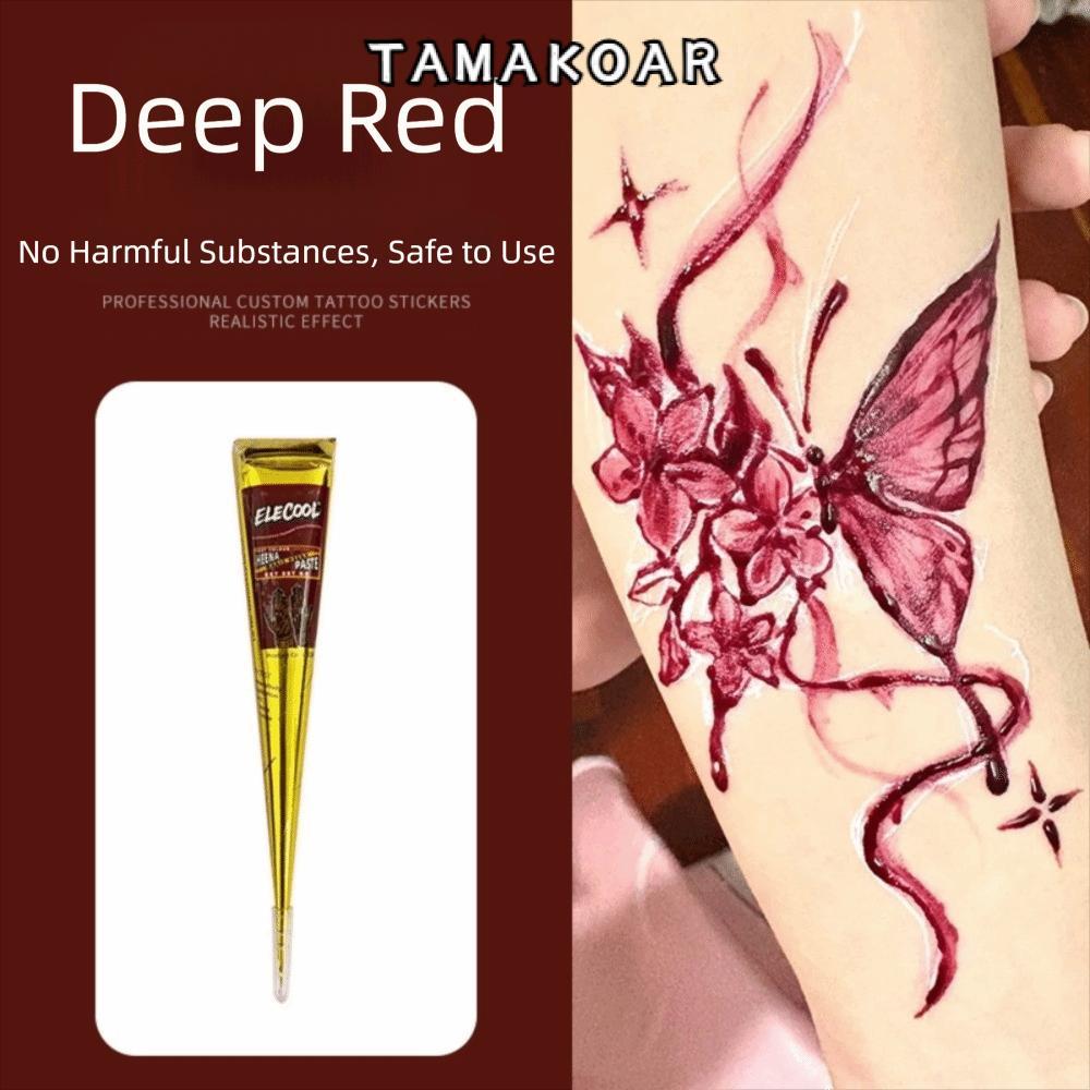 TAMAYO Henna Paste Cone, Black Brown Easy-To-Use Henna Tattoo Cream, Tattoo Cream ชั่วคราวกึ่งถาวร B