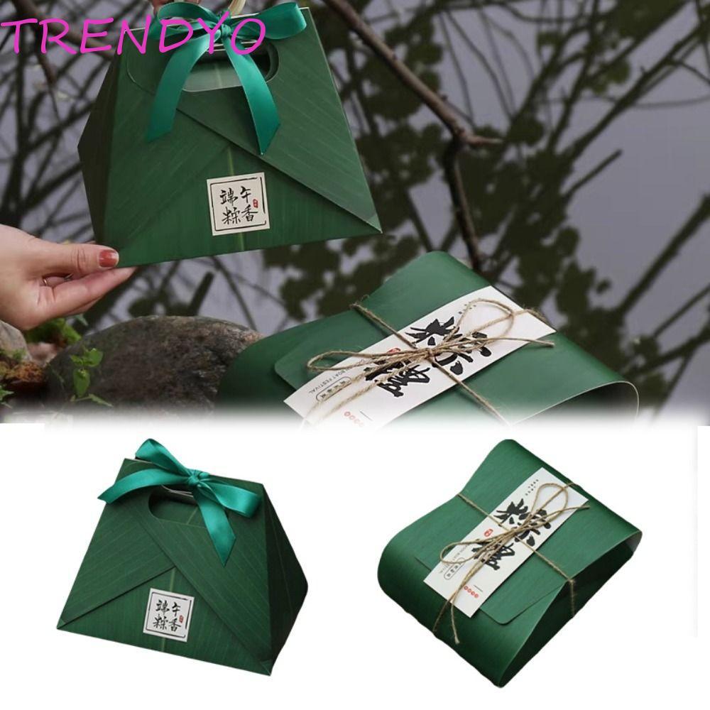 TRENDYO Zongzi กล่องของขวัญ, กล่องของขวัญเทศกาลเรือมังกรพรีเมี่ยมแบบใช้มือถือ, ตลับบรรจุภัณฑ์แบบพกพานํากลับมาใช้ใหม่หรูหรากล่องบรรจุภัณฑ์ที่ว่างเปล่าเทศกาลเรือมังกร