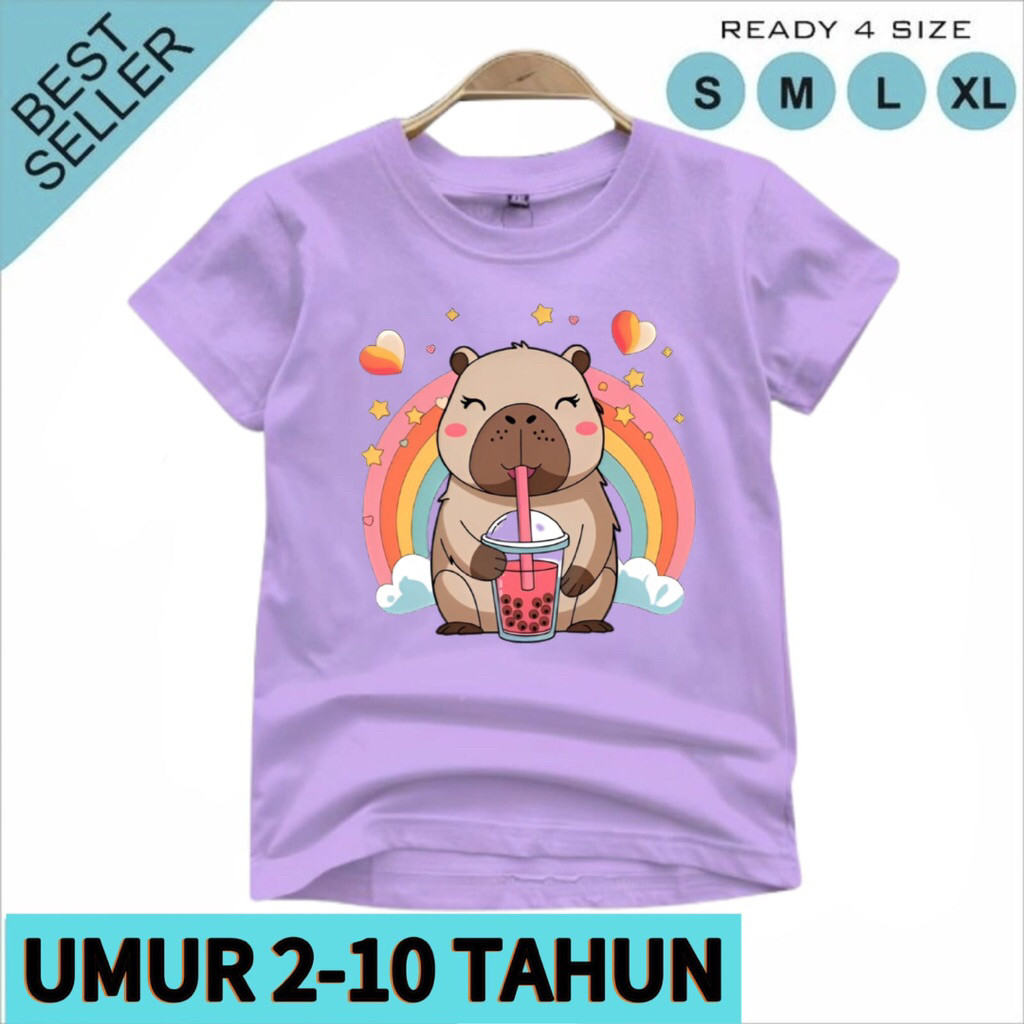 2026CAPYBARA BOBA เสื้อยืดเด็กสําหรับ 2-10 YearsCOD หลวมและลําลอง 3KYI