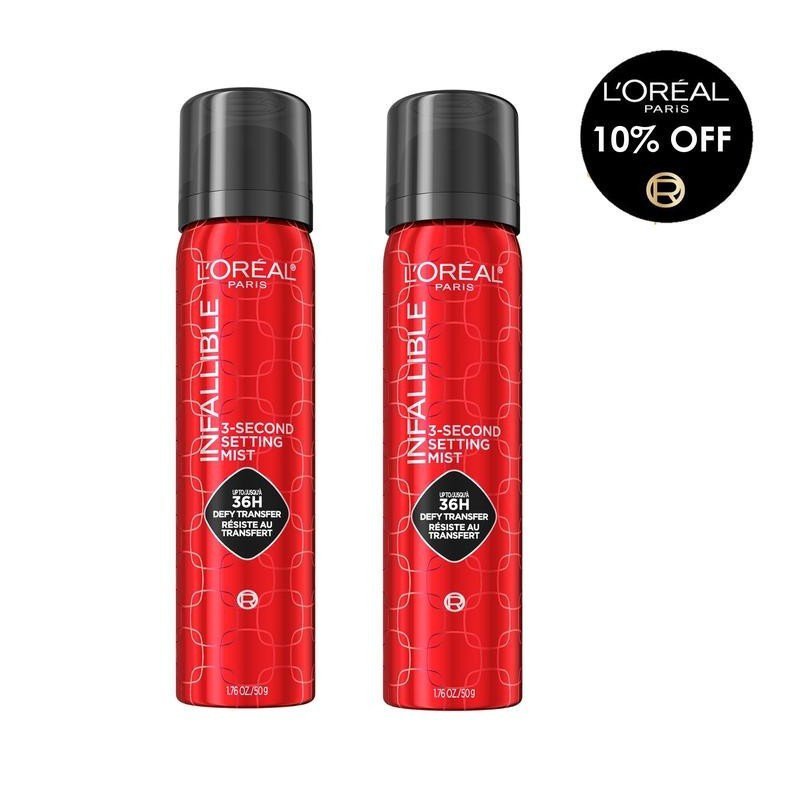 LOreal Paris Infallible 3-Second Setting Spray Mist, Microfine Mist ดีเดิมงง 36HR Wear- 1.76 oz