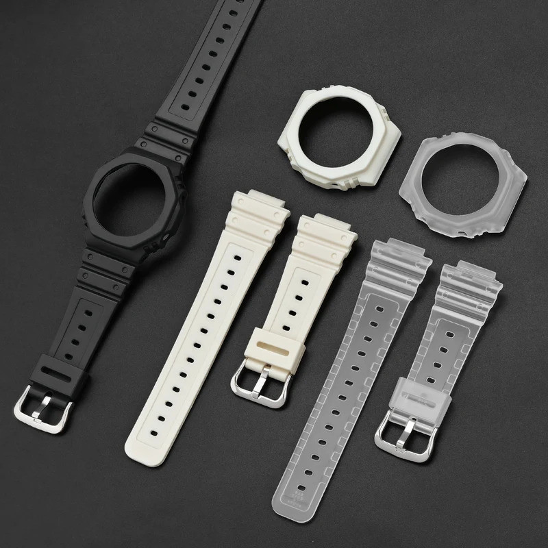 Matte Resin watch Strap and Case for Casio G-SHOCK GA2100 watchband Soft sport men Replace Watch Bra