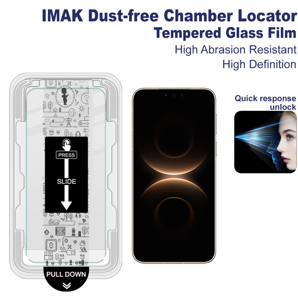ฟิล์มกระจก Huawei Mate 80 Pro Max Wind Mate80 RS IMAK ฟิล์มกันรอยพร้อมตัวช่วยจัดตำแหน่ง กันฝุ่น