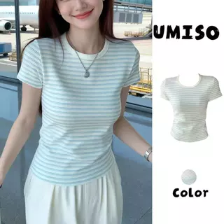 UMISO ส่งไวจากไทย เสื้อยืดลายทางแฟชั่นเกาหลี เนื้อผ้านุ่ม ใส่สบาย แมทช์กับทุกลุค
