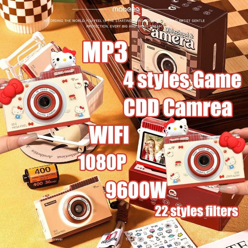 CCD Camera 1080P 9600W Pixels 22 Filters Builtin 4 Games Vintage Digital Camera for Photography Begi