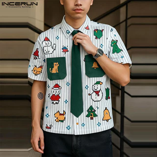 เสื้อแขนสั้นผู้ชาย สไตล์เกาหลี ลายการ์ตูนและพิมพ์ที่ตลก สำหรับฤดูร้อน
