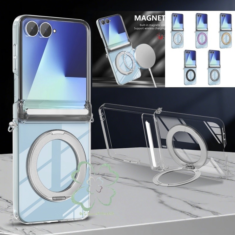 แม่เหล็กโปร่งใสบานพับเคสโทรศัพท์ปลอกสําหรับ Samsung