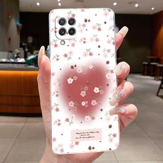 SAMSUNG สําหรับSamsung Galaxy A22 4G A225F / A22 5G A226Bดอกไม้สวยผีเสื้อเคสโทรศัพท์SamsungA22 ซิลิโคนนุ่มโปร่งใสTPU Jelly Cover
