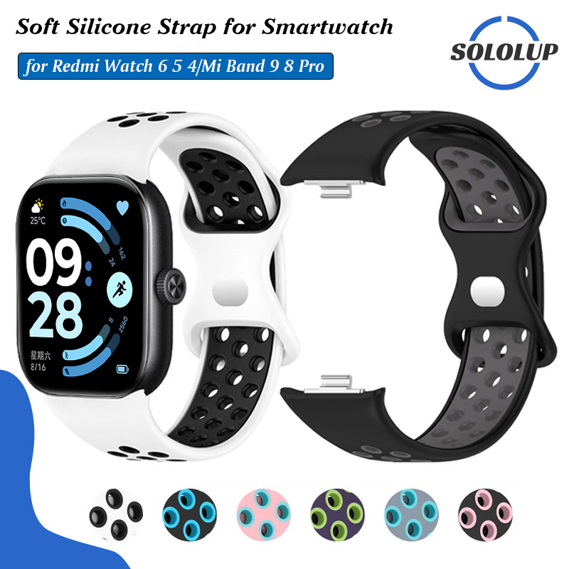 สายซิลิโคนอ่อน for Redmi Watch 6 5 4 สายรัดข้อมือสายรัดข้อมือเปลี่ยน สายนาฬิกาล้างทำความสะอาดได้ for Mi Band 9 10 8 Pro