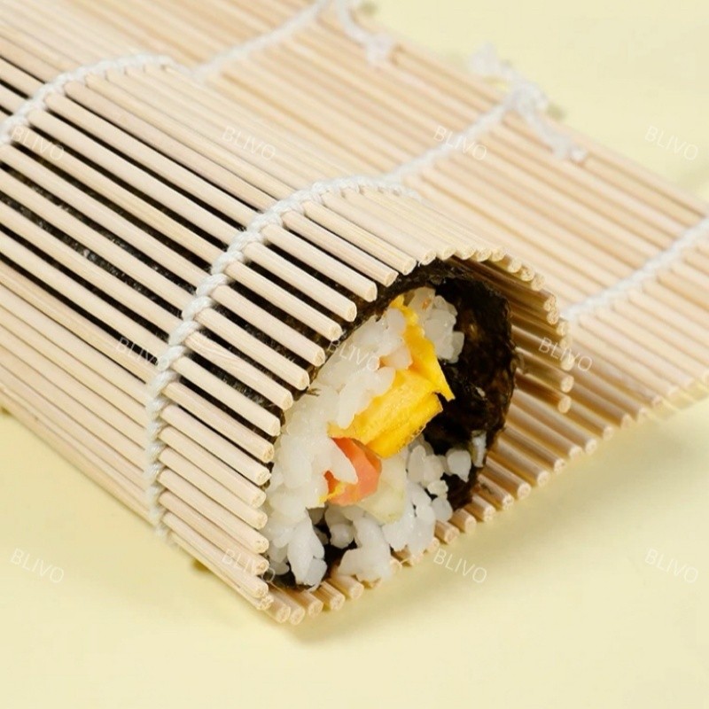 ที่ม้วนซูชิ เสื่อม้วนซูชิแบบไม้ เครื่องมือโอนิกิริ ทำจากไม้ไผ่ Sushi Bamboo Roller - รูปที่ 5