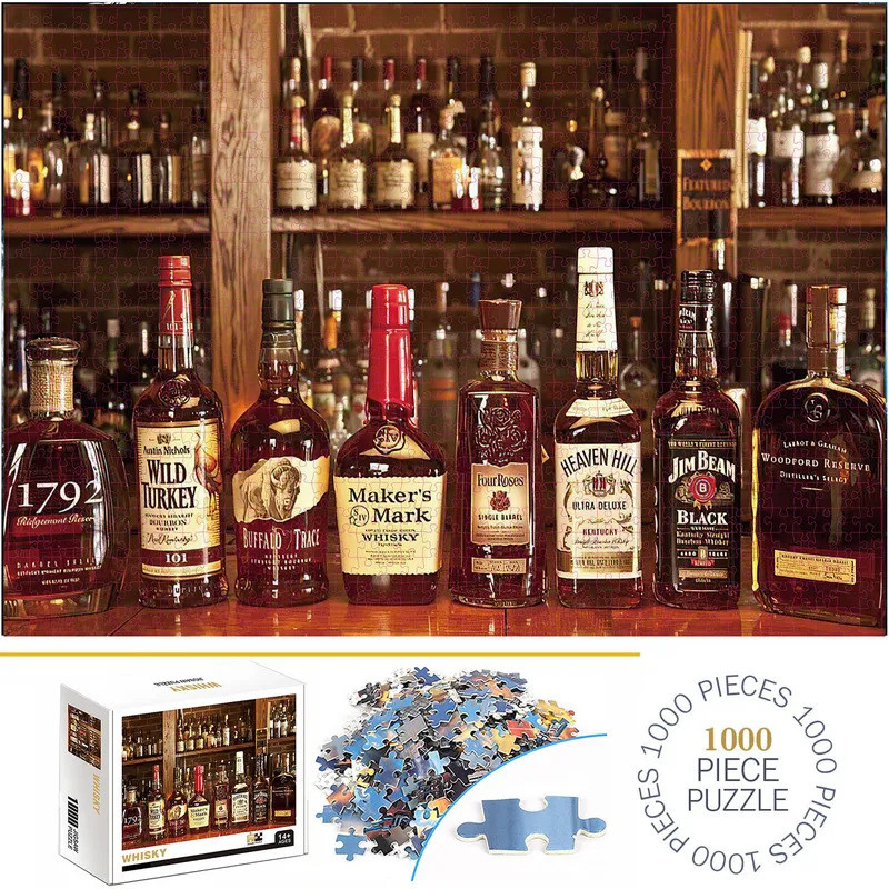 1000 Pieces Whisky Jigsaw Puzzles for Adults Home Decor Games Family Fun Floor Puzzles Educational T