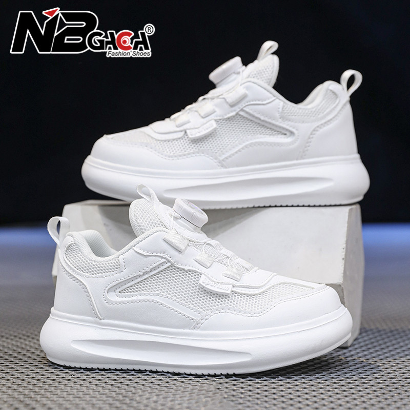 รองเท้าผ้าใบสำหรับเด็ก ไซส์ 28-40 สีขาว/ดำ น้ำหนักเบา ระบายอากาศได้ดี