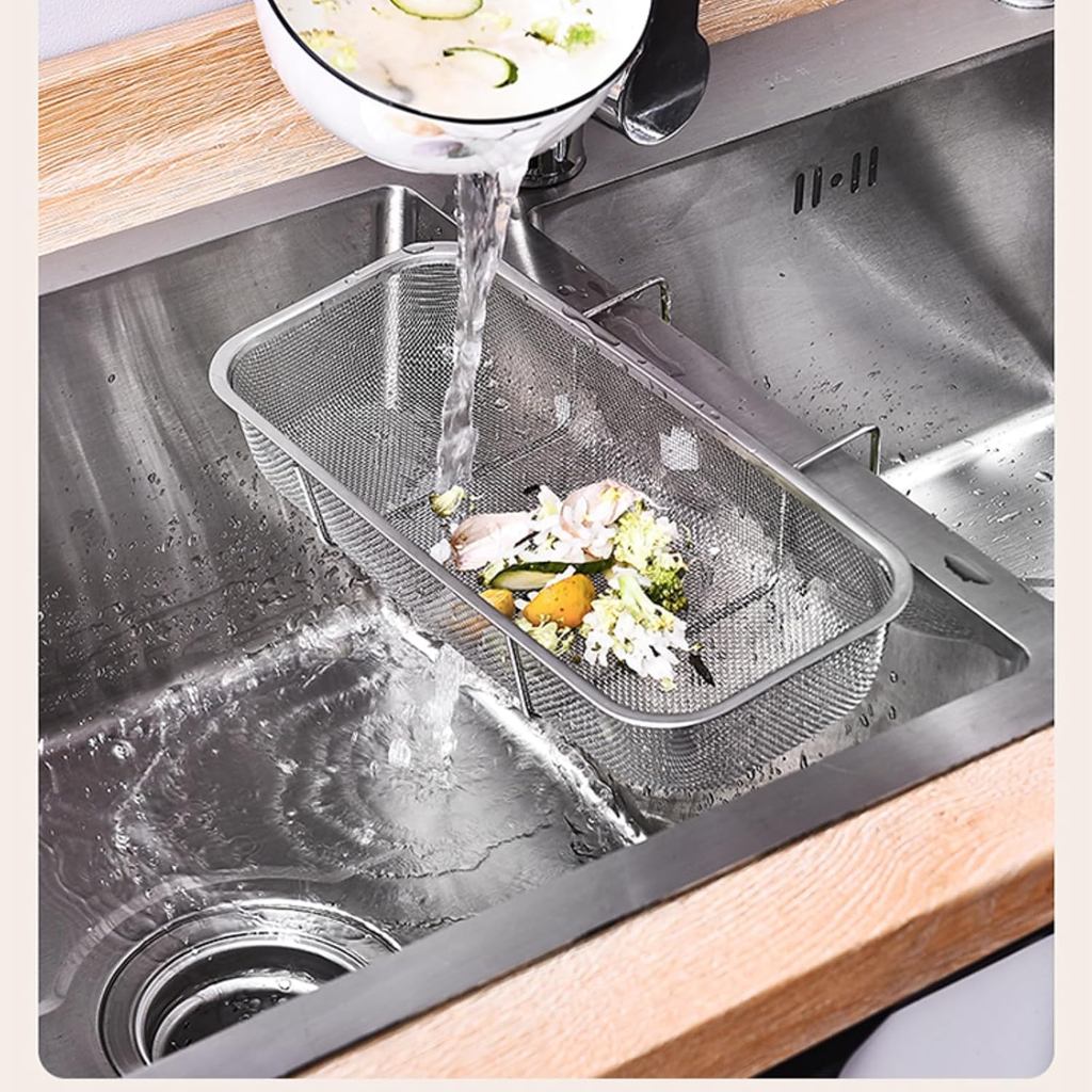 Stainless Steel Side Sink Drain Strainer Basket, Corner Hanging Sink Strainer Colander Drain Basket,