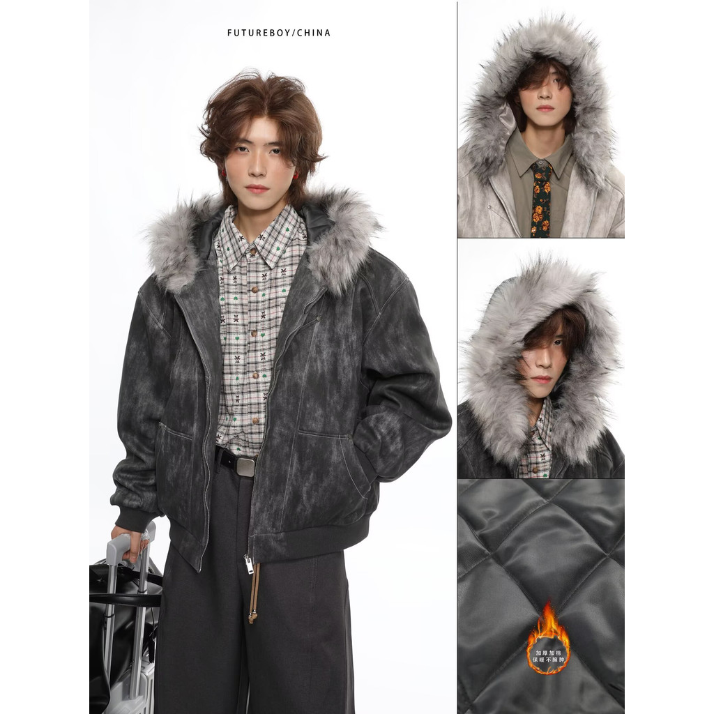 แจ็กเก็ต Baolongxin ทรงฮูด faux fur ลายดอกไม้ พร้อมสายคล้องไหล่ แฟชั่นทันสมัยสำหรับวัยรุ่นและชีวิตประจำวัน