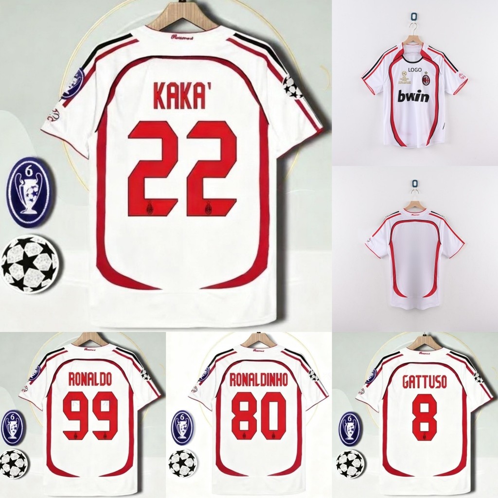 Retro Edition 2006/07 ACMilan Away เสื้อฟุตบอลสําหรับ S-2XL