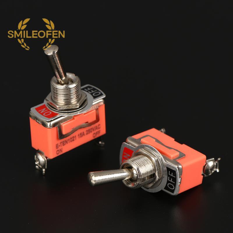 [Smileofen] 5 ชิ้น SPST DPDT 250V 15A Toggle Switch 2 ตําแหน่งสลักเปิด-ปิด-เปิด E-TEN1322 1021 1122 
