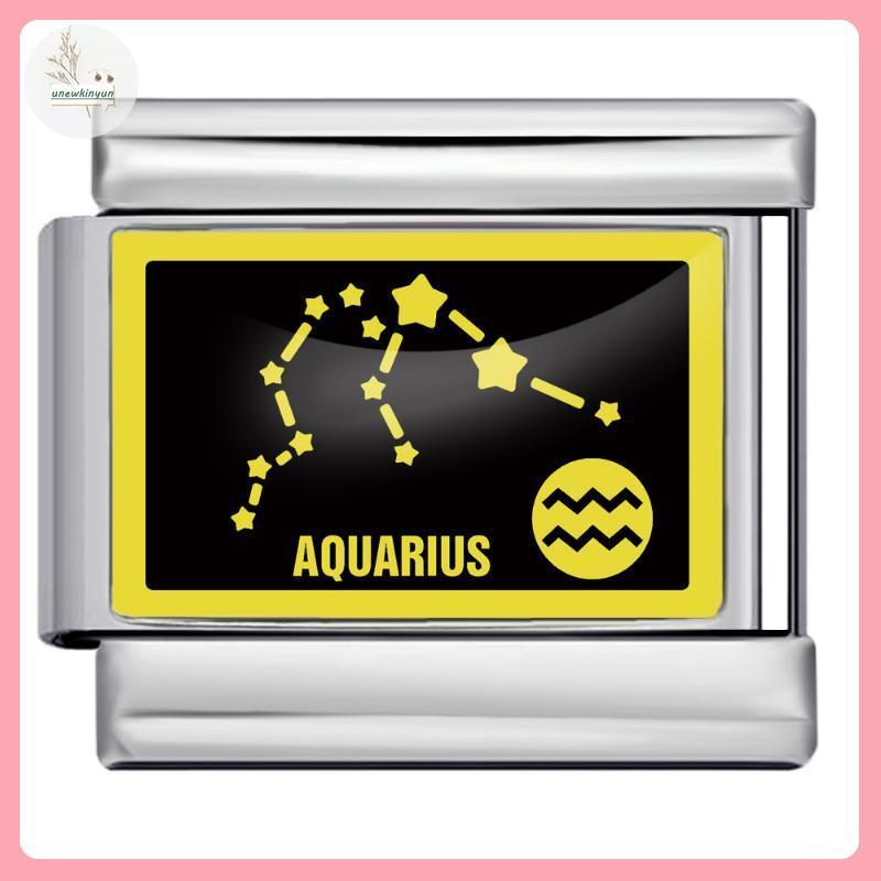 UU 12 Zodiac Sign Charms อิตาลี Links Fit 9 มม.Modular Constellation สร้อยข้อมือ DIY เครื่องประดับสแ