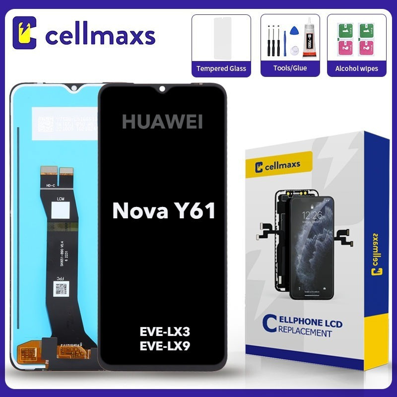สําหรับ HUAWEI Nova Y61 EVE-LX3 EVE-LX9 EVE-LX9N เปลี่ยนหน้าจอสัมผัส LCD