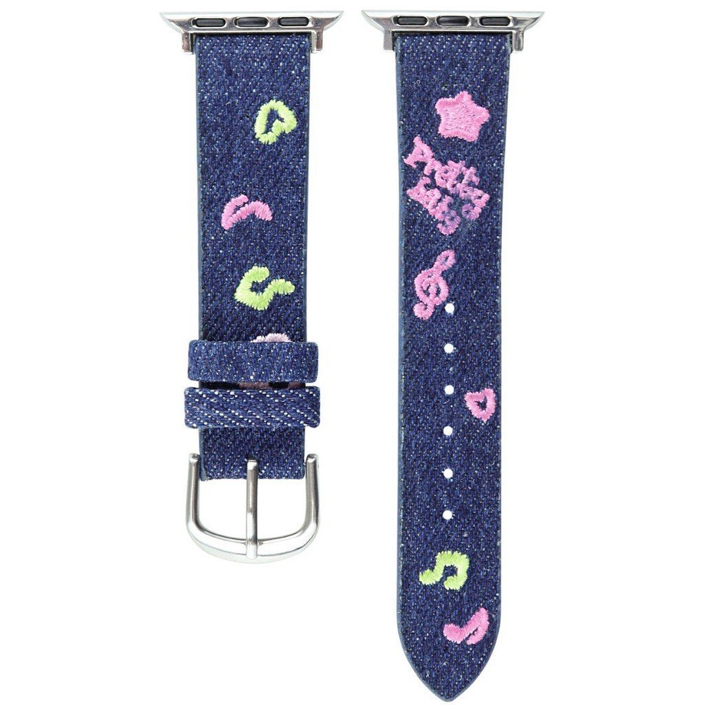 YK ปักยีนส์ผ้าใบหนังขาหัวเข็มขัดเหมาะสําหรับ Apple iwatch11 รุ่น 10/987SE