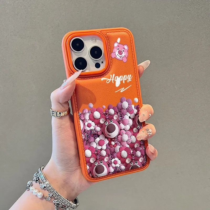 หนัง High-End เคสโทรศัพท์กองตุ๊กตาหมีน่ารักเหมาะสําหรับ iPhone 17promax 11 12 13 promax 14promax 15p