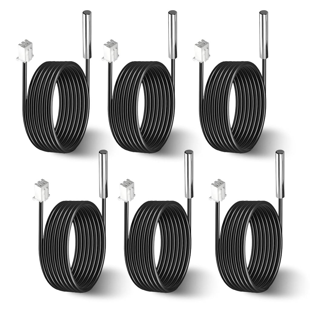 6 ชิ้น 10K 3950 Temperature Sensor Probe, 1 M กันน้ํา 10K Thermistor, สแตนเลส NTC Thermistor Sensor 