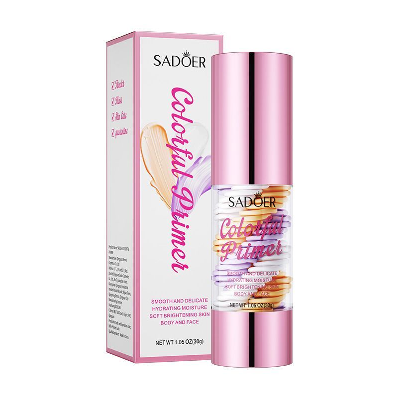 Cross-Border~Base Makeup Primer~Makeup SADOER Tricolor Rainbow Base Cream CONCEALER Refreshing Cross