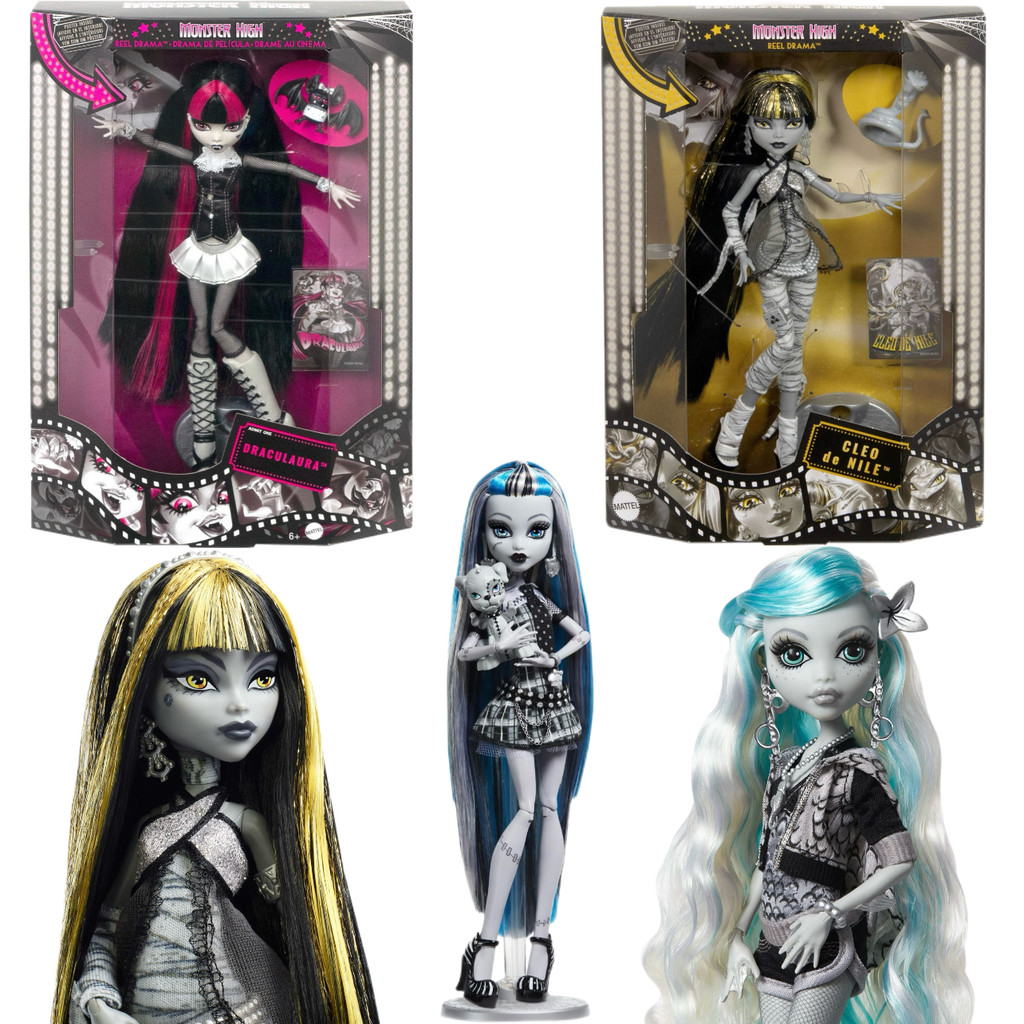 Monster High Monster High School Scroll Drama Reel Drama Black White Reel Drama Scream หลัง
