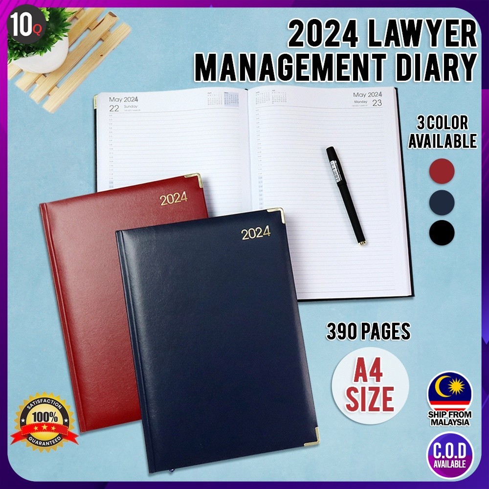 10Q 2025 A4 Lawyer Management Daily Diary Planner ปกแข็ง / Diari Perancangan Harian Peguam
