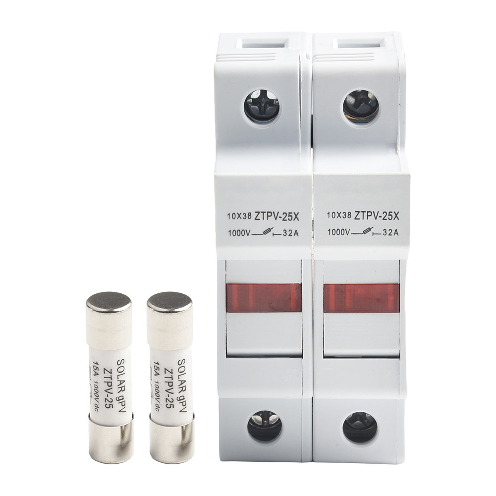 xk10 2P Fuse Holder Solar with LED 1000V DC Fuse 10x38 mm สําหรับแผงโซลาร์เซลล์, Solar PV