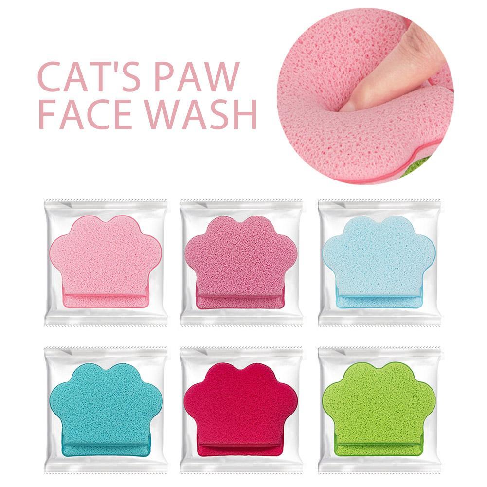 ฟองน้ําทําความสะอาดผิวหน้า Cat Paw แบบถุงมือทําความสะอาดล้ําลึกหนาพิเศษ ทําความสะอาดผิวนุ่ม C6w7