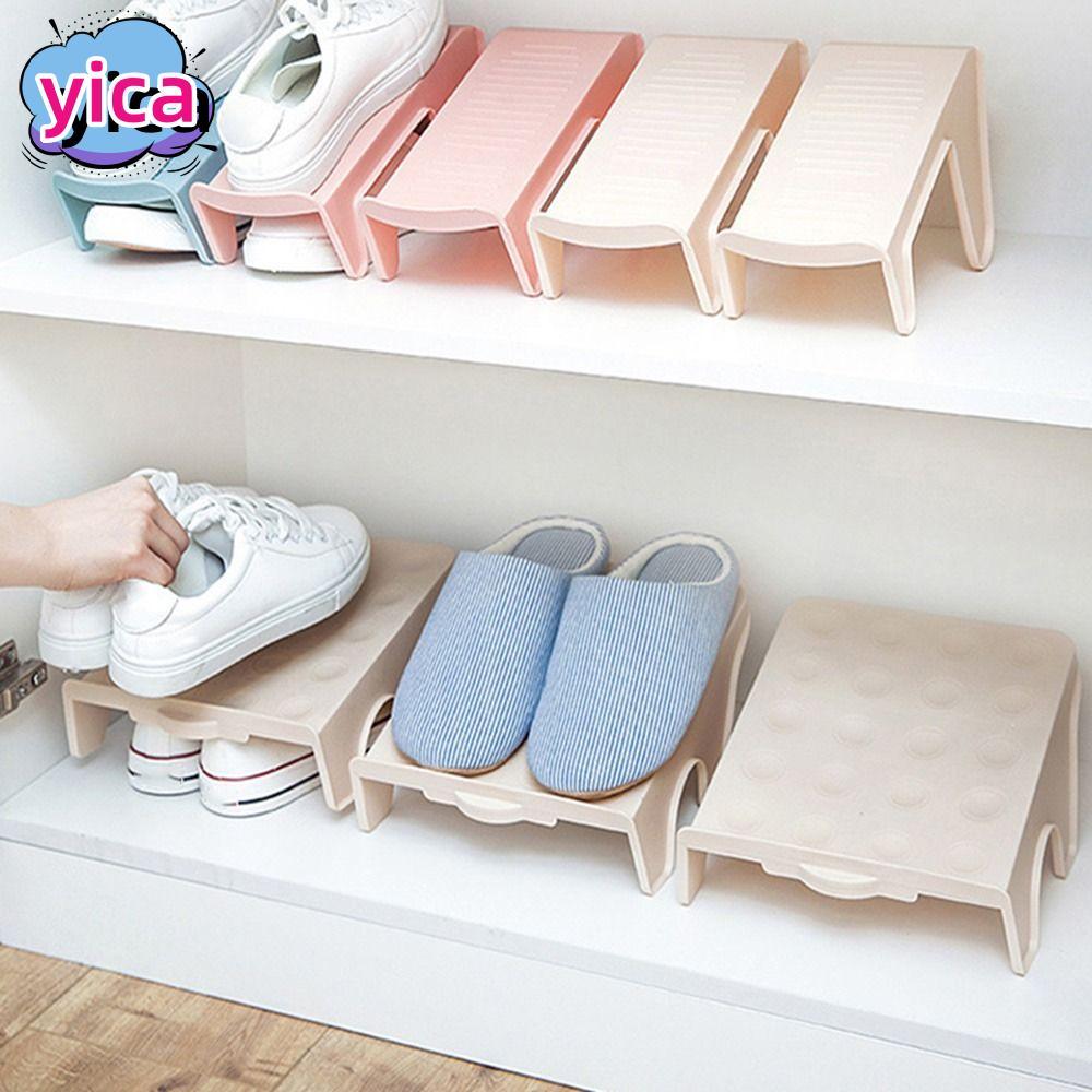 YICA Shoes Storage Rack, Blue/Beige PP Household Storage Shoes, Save Space Pink/Green Durable Simple