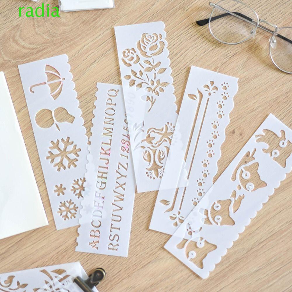 RADIANTZAP วาดแม่แบบเด็ก 8 ชิ้น/เซ็ตภาพวาดเครื่องมือคัดลอกลายฉลุมือวาด Scrapbooking Letter Stencil