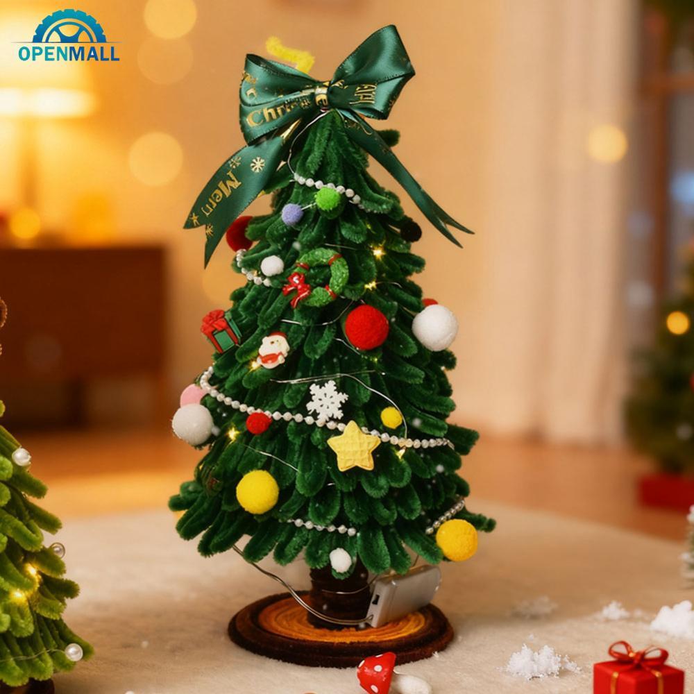 OPENMALL DIY Twist Stick Christmas Tree Mini DIY Tree Kit Twisted Xmas Tree เครื่องประดับตารางตุ๊กตา