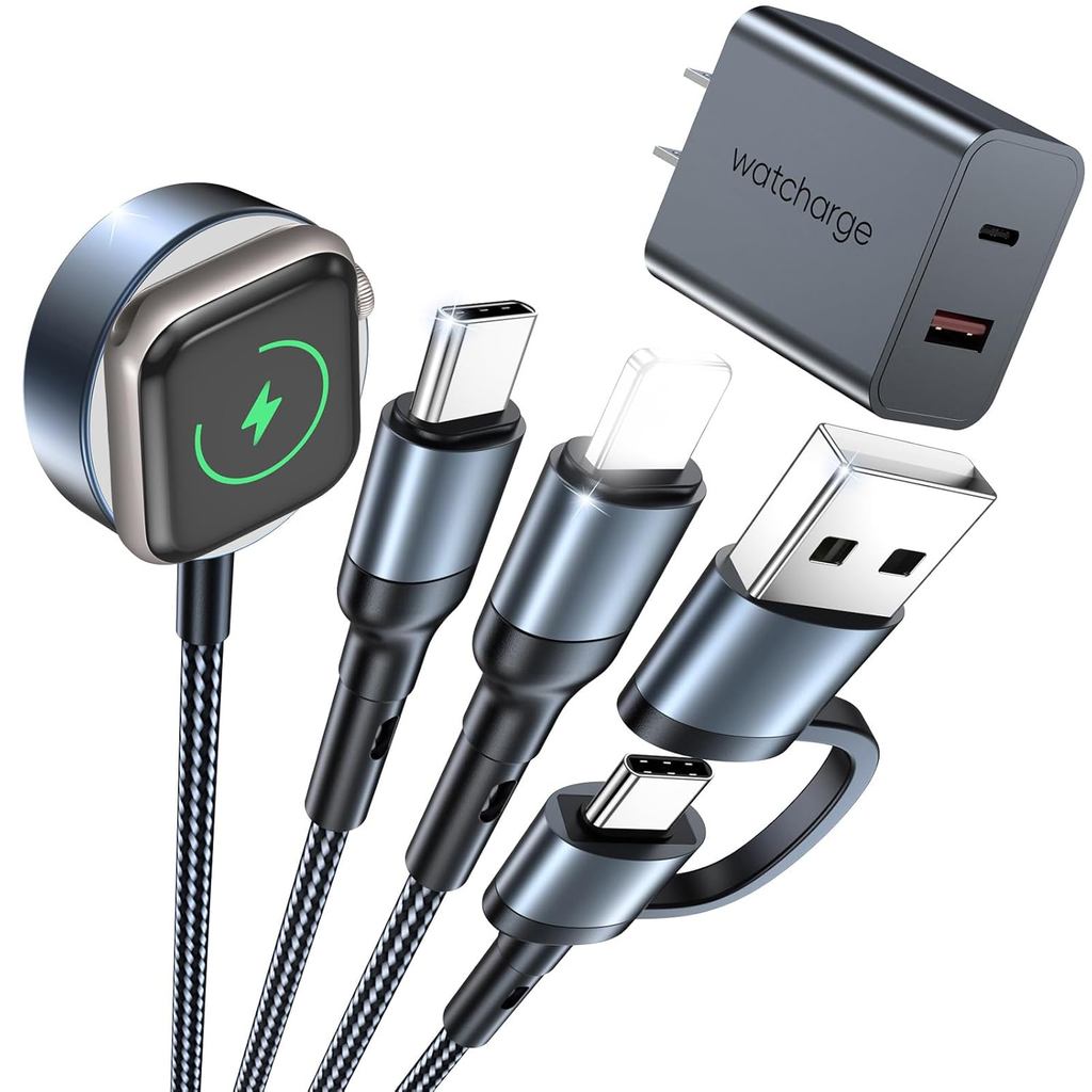 Travel Essentials 3 in 2 สําหรับ Apple Watch Charger USB C/A PD20W Charger Block Fast Multi สายชาร์จ