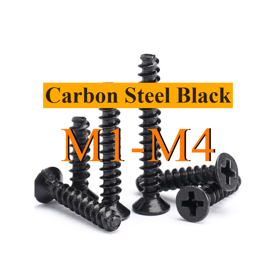 KB cross countersunk หัวหางแบน self-sting สกรูของเล่นเหล็กคาร์บอนสีดํา, สกรูไฟฟ้า M1-M4CL-MB