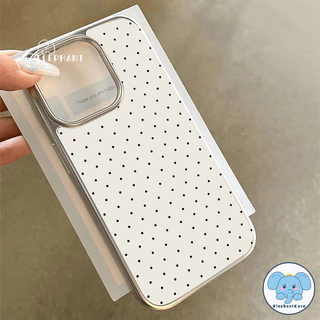 สำหรับ IPhone 17 AIR XR 16 11 15 13 12 14 Pro Max X XS Max 16 7 8 15 Plus เคสกรอบชุบไฟฟ้าแบบใสหรูหราแบบเต็มจอจุดเล็กๆ