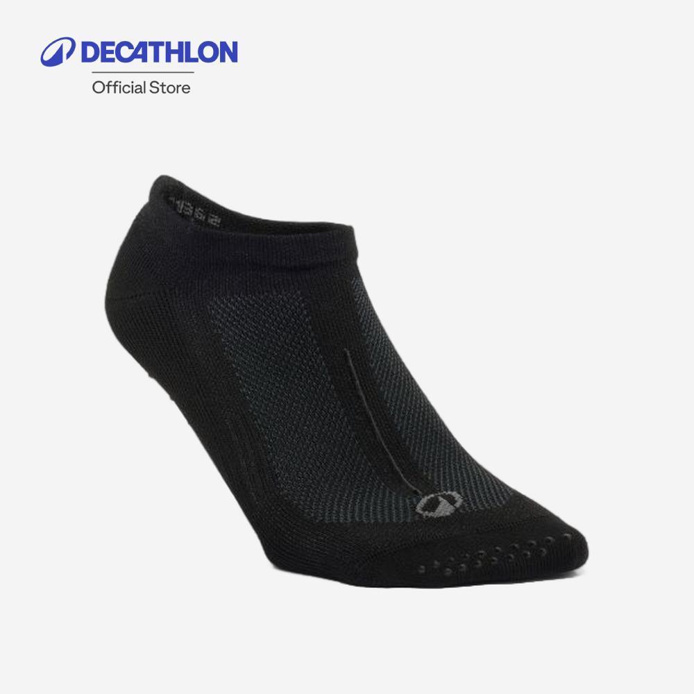 Decathlon Women'S Non-Slip Fitness Socks 500 ถุงเท้ากีฬาผู้ชายกันลื่น - Black